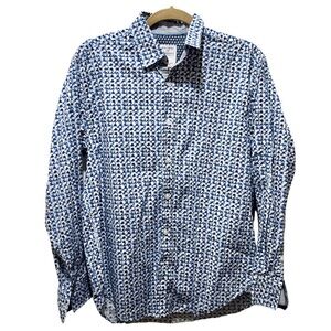Society of Threads Men’s Slim Geometric Design Long Sleeve Button Shirt Size M